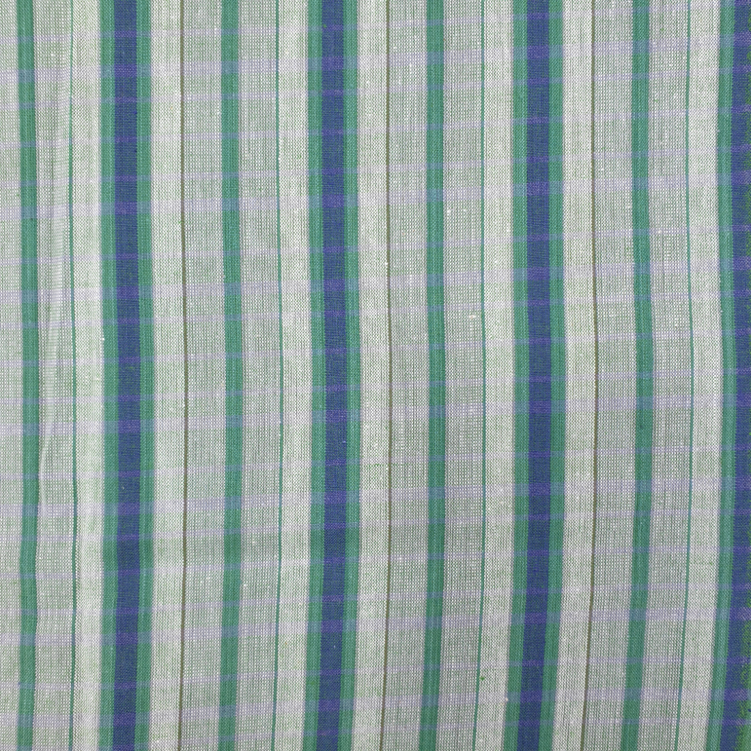 Ткань для платья х/б, сине-зеленая полоса,100х200см. Картинка 1